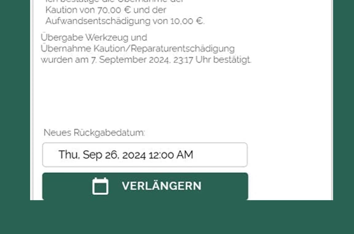 Ich verlängere das Rückgabedatum eines verliehenen Gerätes