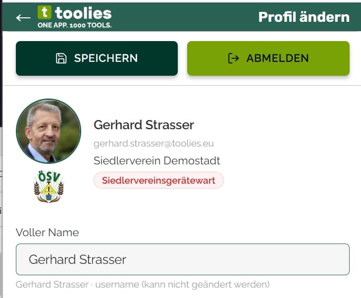 Daten im Profil ändern