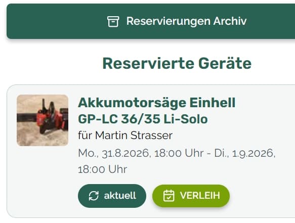 Reservierung ändern/löschen/archivieren