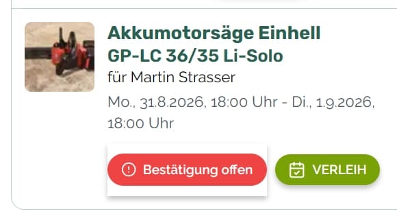 Reservierungsanfrage bestätigen